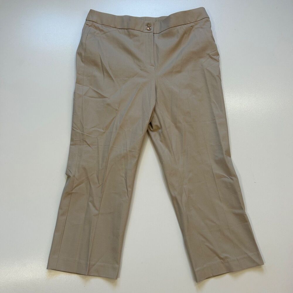 Chico’s Khaki Crop Capri Cropped Pants Stretch Casual Slacks Women’s SZ 2/12